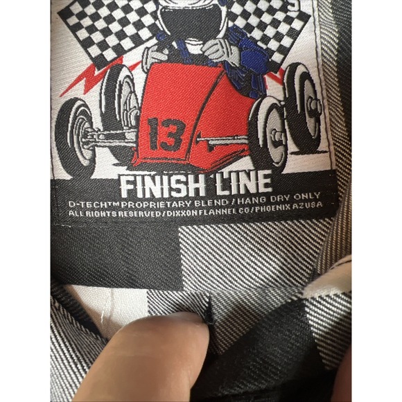 Dixxon Flannel Shirt Womens Size S Black Gray Plaid Finish‎ Line Button Up - Picture 4 of 10